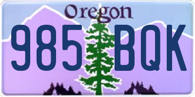 OR license plate 985BQK