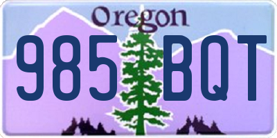 OR license plate 985BQT