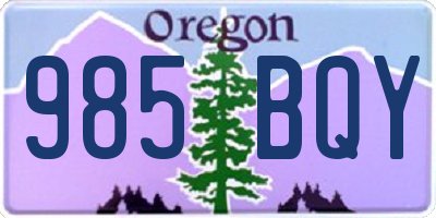 OR license plate 985BQY