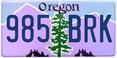 OR license plate 985BRK
