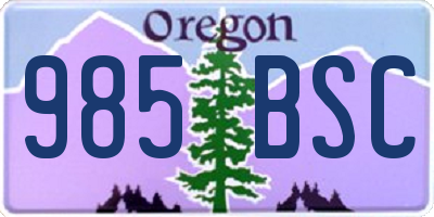 OR license plate 985BSC