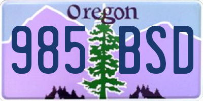 OR license plate 985BSD