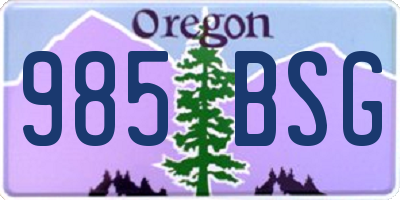 OR license plate 985BSG