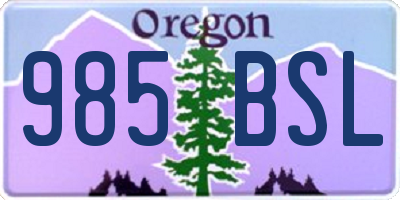 OR license plate 985BSL