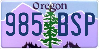 OR license plate 985BSP