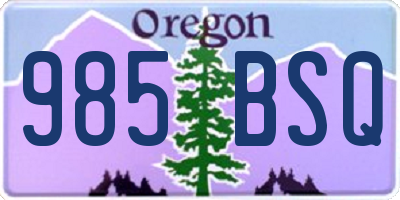 OR license plate 985BSQ