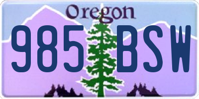 OR license plate 985BSW