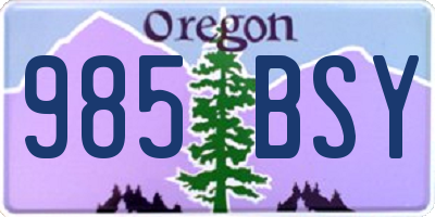 OR license plate 985BSY