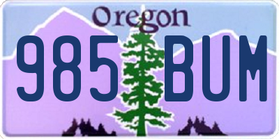 OR license plate 985BUM