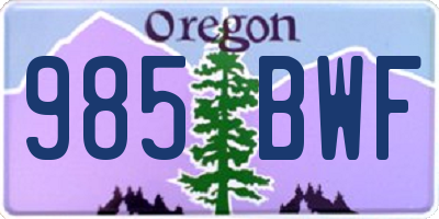 OR license plate 985BWF