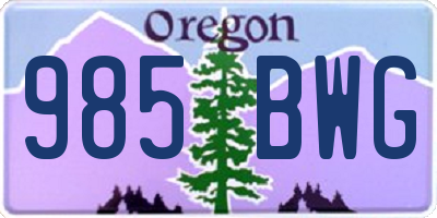 OR license plate 985BWG