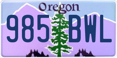 OR license plate 985BWL