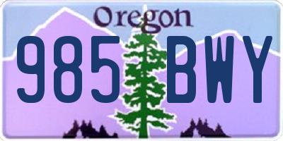 OR license plate 985BWY
