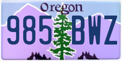 OR license plate 985BWZ