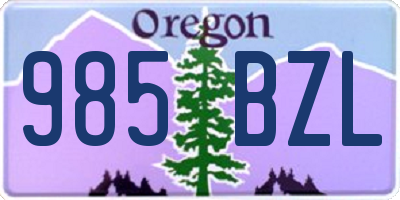 OR license plate 985BZL