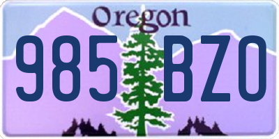 OR license plate 985BZO