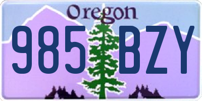 OR license plate 985BZY