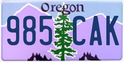 OR license plate 985CAK