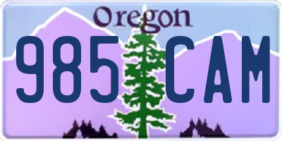 OR license plate 985CAM