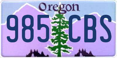 OR license plate 985CBS