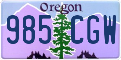 OR license plate 985CGW