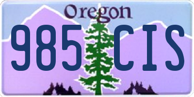 OR license plate 985CIS