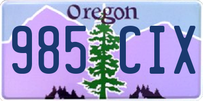 OR license plate 985CIX