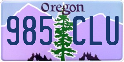 OR license plate 985CLU