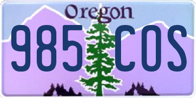 OR license plate 985COS