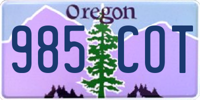 OR license plate 985COT
