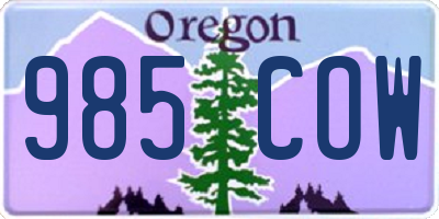OR license plate 985COW