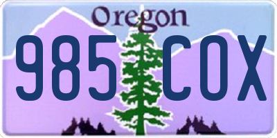 OR license plate 985COX