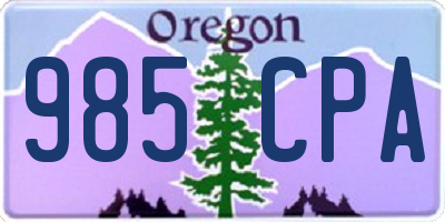 OR license plate 985CPA