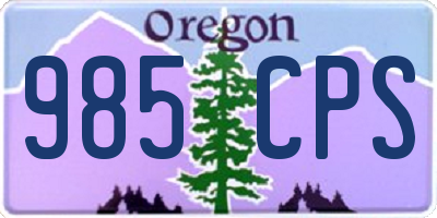 OR license plate 985CPS