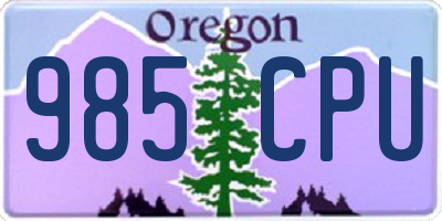 OR license plate 985CPU