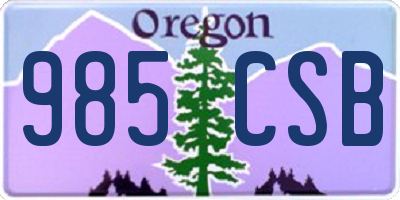 OR license plate 985CSB