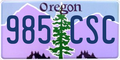 OR license plate 985CSC