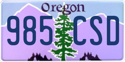 OR license plate 985CSD