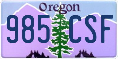 OR license plate 985CSF