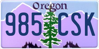 OR license plate 985CSK