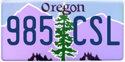 OR license plate 985CSL