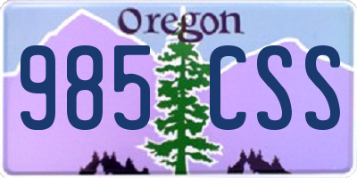 OR license plate 985CSS