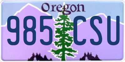 OR license plate 985CSU