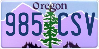 OR license plate 985CSV