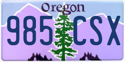 OR license plate 985CSX