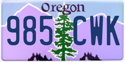 OR license plate 985CWK