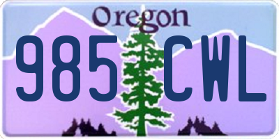 OR license plate 985CWL