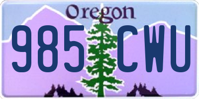 OR license plate 985CWU