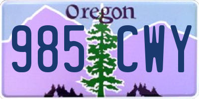 OR license plate 985CWY