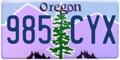 OR license plate 985CYX